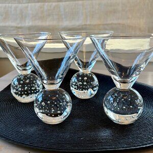 Vintage Cosmo Martini Bubble Glass Cocktail Glasses Set Of 4